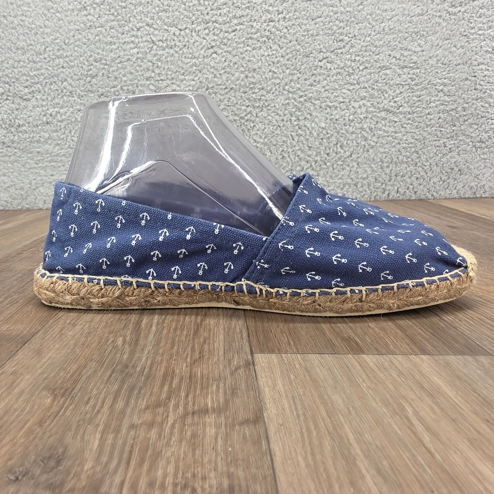 Cousu Main France Size 38 Espadrille Slip On Nautical Anchor Print Blue‎ Shoes